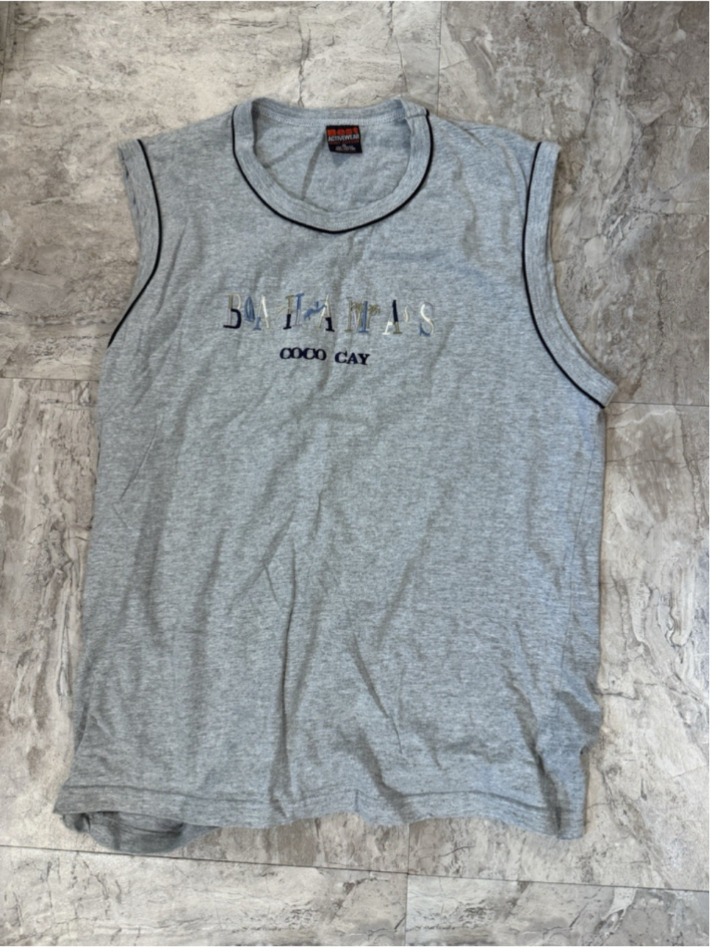 Vintage 90s Bahamas Coco Cay Embroidered Tank Top Size XL Cotton